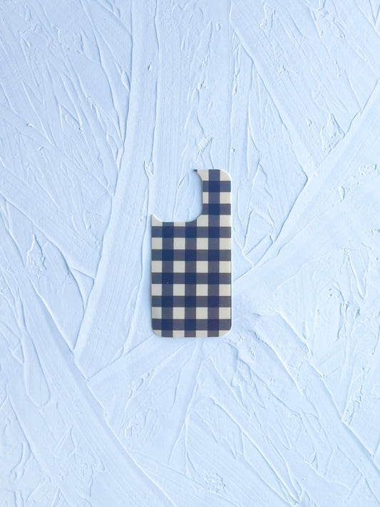 Interchangeable black and cream gingham phone case insert