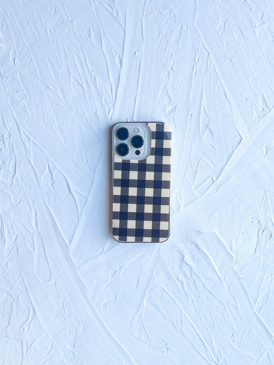 trendy black and cream gingham design for clear phone case